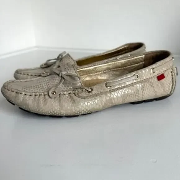 Marc Joseph NY Cypress Hill Moccasins Beige Snakeskin Loafers Women 7.5 Comfort - Picture 9 of 10